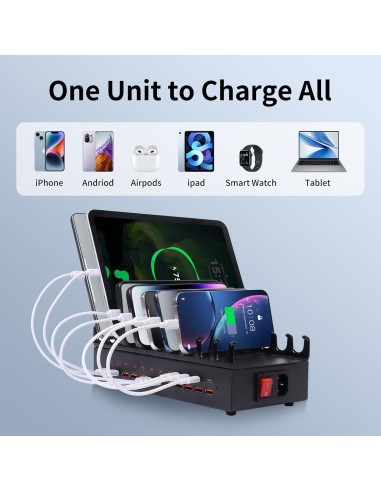 Estación de Carga Rápida USB Yoodarmx 300W 24 Puertos