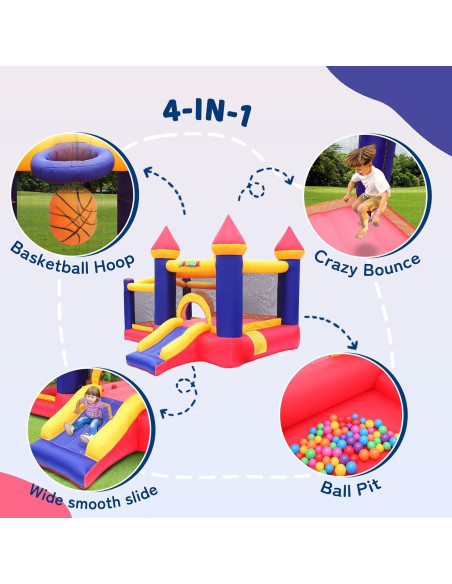 Casa Inflable de Rebote JOYMOR con Piscina de Pelotas 3-10 Años Casa Inflable de Rebote JOYMOR con Piscina de Pelotas 3-10 Años