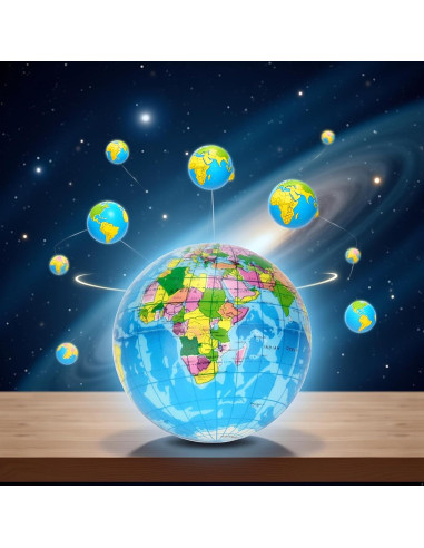 Esfera de Compresión Azul Globo Mapa Mundial 7.6CM Alivio Estrés