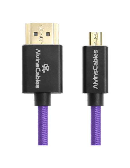 Cable HDMI 8K Cables de Alvin Micro HDMI a HDMI 43cm Púrpura Cable HDMI 8K Cables de Alvin Micro HDMI a HDMI 43cm Púrpura