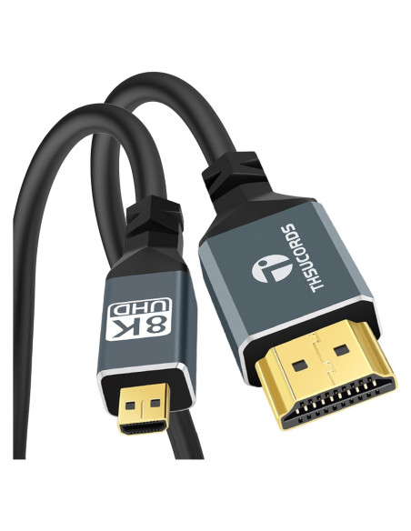 Cable Micro HDMI a HDMI 2m Jinglong 8K 60Hz 48Gbps Flexible Cable Micro HDMI a HDMI 2m Jinglong 8K 60Hz 48Gbps Flexible