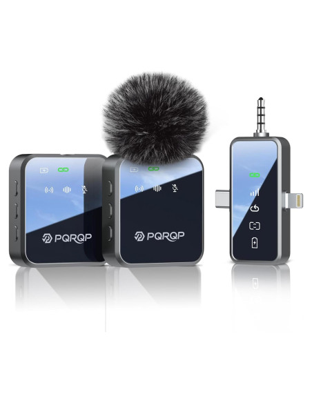 Micrófono Lavalier Inalámbrico PQRQP Mini 3-en-1 Hi-Fi 20H Micrófono Lavalier Inalámbrico PQRQP Mini 3-en-1 Hi-Fi 20H