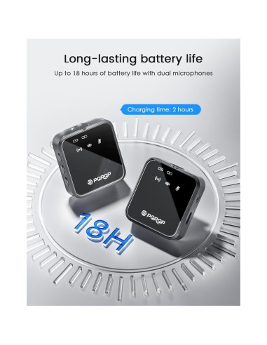 Micrófono Lavalier Inalámbrico PQRQP Mini 3-en-1 Hi-Fi 20H