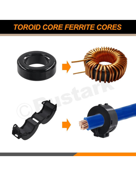 Kit de 32 Núcleos de Anillo de Ferrita Gris Rustark Kit de 32 Núcleos de Anillo de Ferrita Gris Rustark