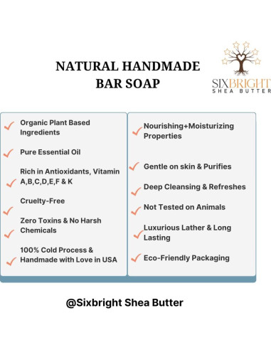Jabón Artesanal Sixbright 113g Manteca de Karité y Cacao