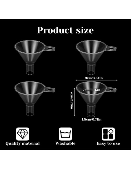 Embudos Pequeños 4 Pcs 6.5cm Plástico para Cocina y Laboratorio Embudos Pequeños 4 Pcs 6.5cm Plástico para Cocina y Laboratorio