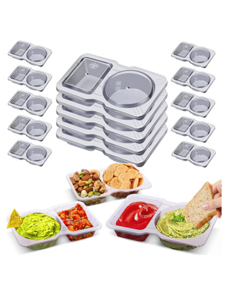 15 Sets Contenedores Reutilizables Doble Compartimento Evmliy 15 Sets Contenedores Reutilizables Doble Compartimento Evmliy