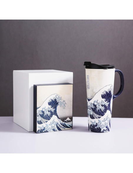 Taza de Viaje Cerámica Topadorn 0.5L Azul a Prueba de Derrames Taza de Viaje Cerámica Topadorn 0.5L Azul a Prueba de Derrames