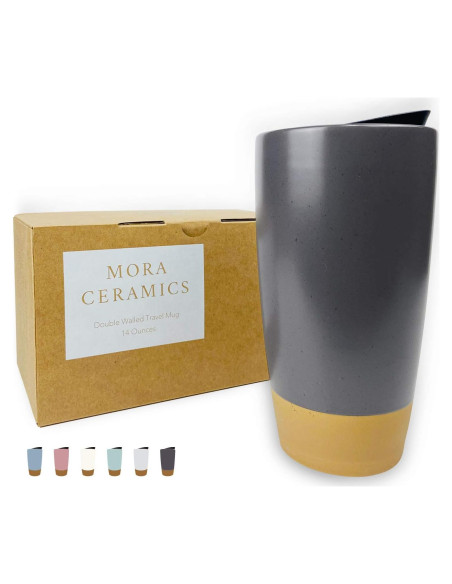 Taza de Viaje Mora Cerámica Doble Pared 414 ml Aislada Taza de Viaje Mora Cerámica Doble Pared 414 ml Aislada