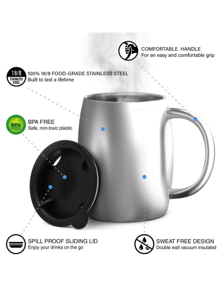 Juego de Tazas de Café Aisladas CHILLOUT LIFE 414 ml - Set de 2 Juego de Tazas de Café Aisladas CHILLOUT LIFE 414 ml - Set de 2