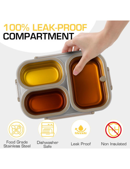 Caja de Almuerzo Acero Inoxidable AOEDEO 740ml 3 Compartimentos Caja de Almuerzo Acero Inoxidable AOEDEO 740ml 3 Compartimentos