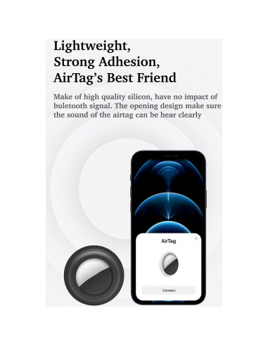 Funda de Silicona Autoadhesiva Xmada para AirTag - 2 Piezas Negra