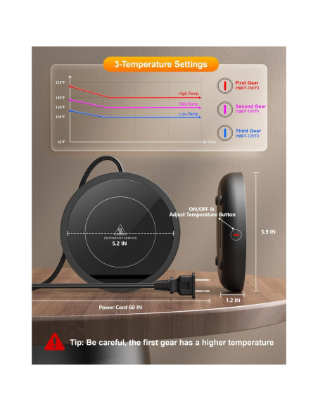 Calentador de Tazas SWEETFULL 36W Negro con 3 Temperaturas Calentador de Tazas SWEETFULL 36W Negro con 3 Temperaturas