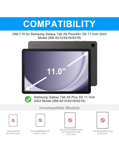 Funda con Teclado Bluetooth para Samsung Galaxy Tab A9+ 11'' 2023