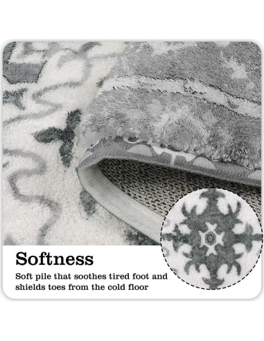 Set de Baño 3 Piezas Uphome Boho Vintage Antideslizante Gris