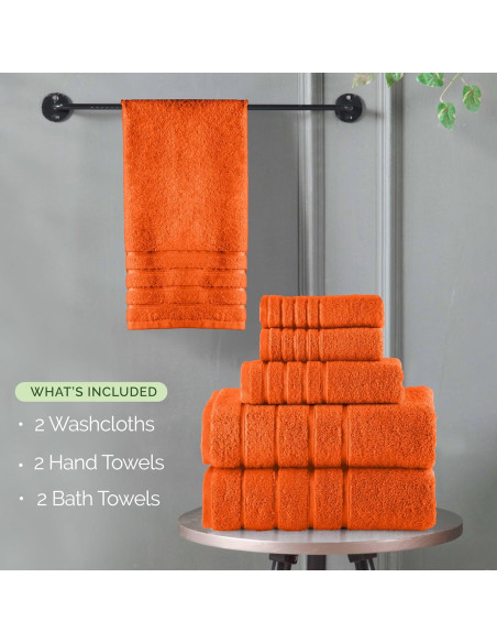 Conjunto de Toallas Premium 6 Piezas Elegant Comfort Naranja Conjunto de Toallas Premium 6 Piezas Elegant Comfort Naranja