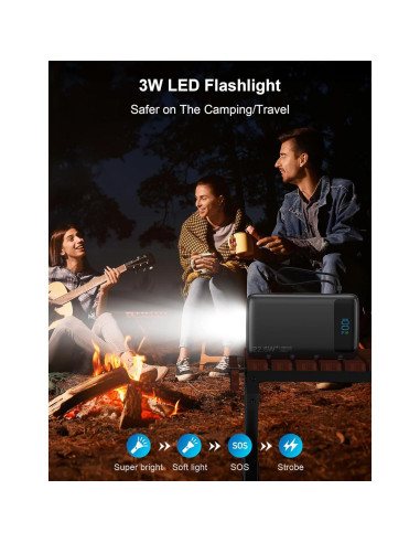 Cargador Portátil 27000mAh Dongguan con Cable Integrado USB-C