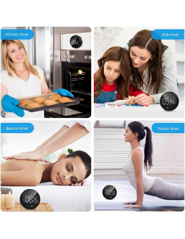 Temporizador Digital AMIR Negro con Pantalla LED 3" y Volumen Ajustable