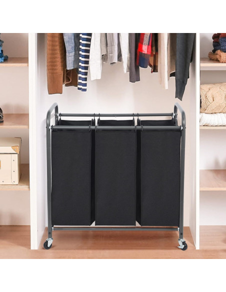 Clasificador de Ropa Rodante STO STO 3 Secciones Negro Clasificador de Ropa Rodante STO STO 3 Secciones Negro