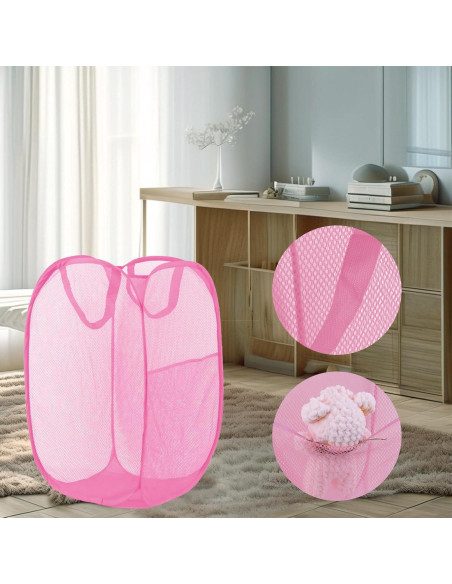 Cesta de Lavandería Plegable LXLOVESM Rosa 35.5x35.5x61cm Cesta de Lavandería Plegable LXLOVESM Rosa 35.5x35.5x61cm