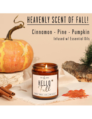 Vela Aromática Hola Otoño Soy y Sass 9oz Canela Calabaza