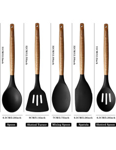 Juego de Utensilios de Cocina Miusco 5 Piezas Silicona Acacia 2