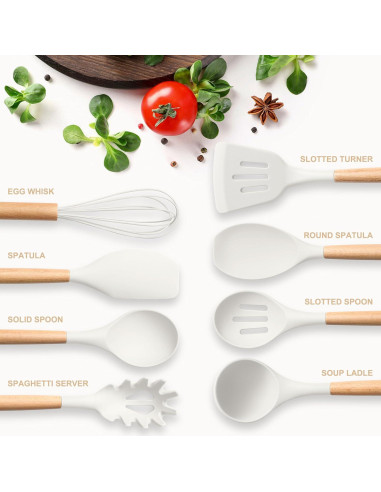 Set de Utensilios de Cocina Herogo 8 Piezas Silicona Blanco