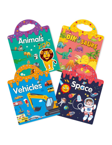 Set de 4 Libros de Pegatinas Reutilizables ROATEE para Niños