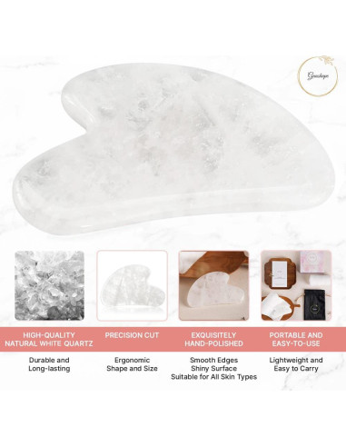 Herramienta Gua Sha de Cuarzo Blanco Natural GUASHAPE - Facial