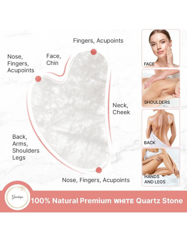 Herramienta Gua Sha de Cuarzo Blanco Natural GUASHAPE - Facial