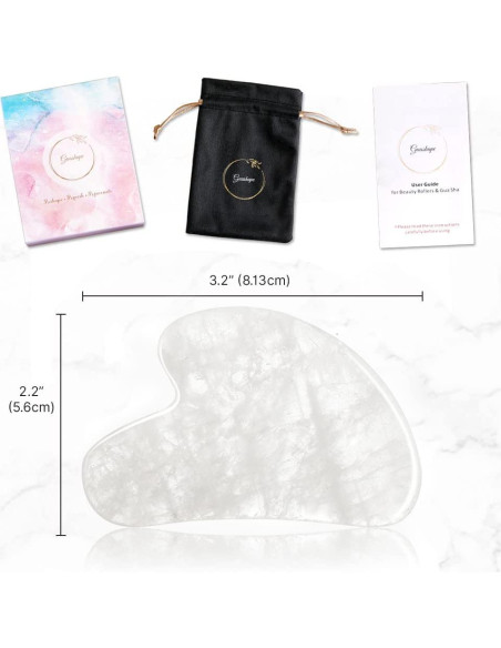 Herramienta Gua Sha de Cuarzo Blanco Natural GUASHAPE - Facial Herramienta Gua Sha de Cuarzo Blanco Natural GUASHAPE - Facial