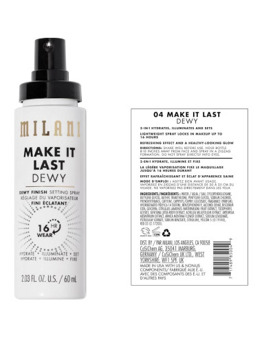 Spray Fijador y Primer Milani 60 ml - Hidratante Brillante 2 Paquete