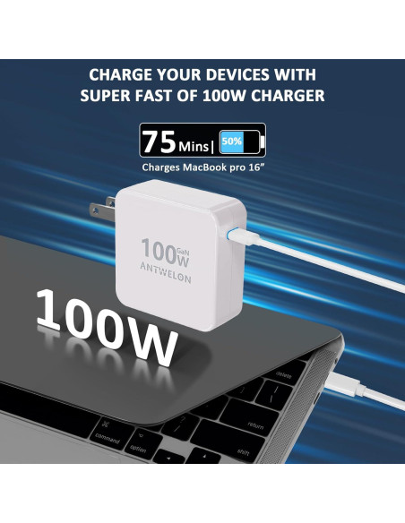 Cargador USB-C 100W GaN III Shenzhen AKELC100PU con Cable 2m Cargador USB-C 100W GaN III Shenzhen AKELC100PU con Cable 2m