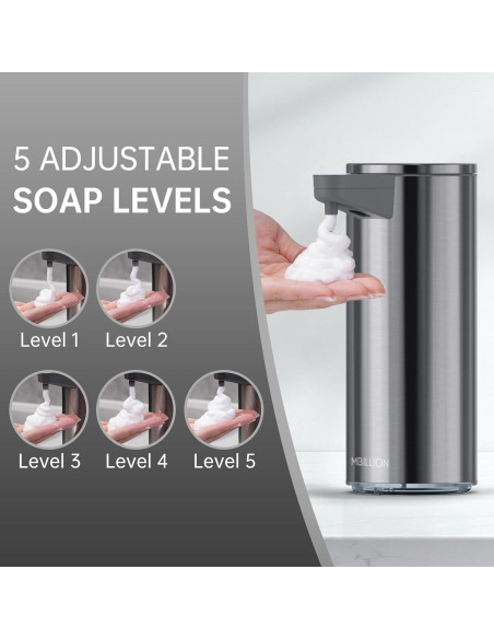 Dispensador Automático de Jabón Mbillion Acero Inoxidable Recargable Dispensador Automático de Jabón Mbillion Acero Inoxidable Recargable