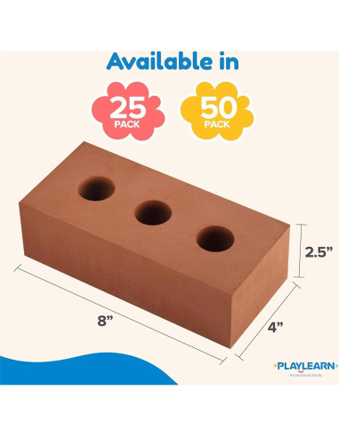 25 Bloques de Espuma Playlearn para Construcción Infantil