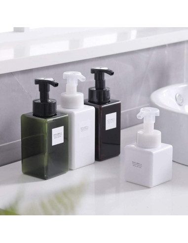 Dispensador de Jabón Espumoso UUJOLY 450ml Recargable Ámbar - 2 Pcs