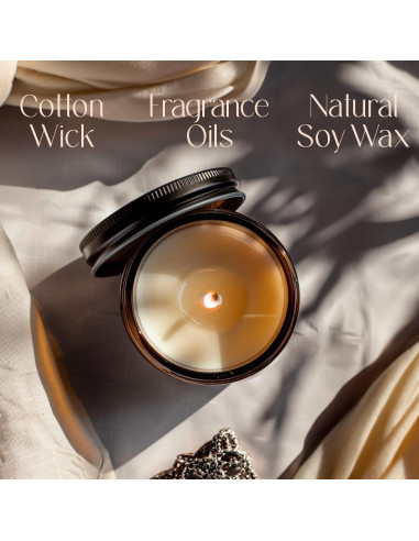 Vela Aromática de Cera de Soja Natural - Pétalos de Rosa y Pachulí - 408 g - Hecha a Mano en Seattle