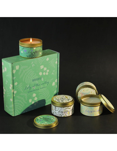 Juego de Velas Aromáticas HUANXI Lirio del Valle 4 Pack 32oz Juego de Velas Aromáticas HUANXI Lirio del Valle 4 Pack 32oz