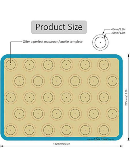 Tapete de Silicona Antiadherente Cook Time - 2 Piezas para Macarons Tapete de Silicona Antiadherente Cook Time - 2 Piezas para Macarons