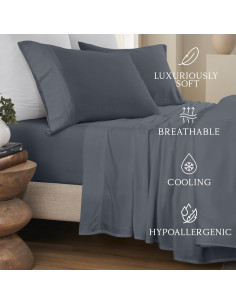 Juego de Sábanas de Viscosa de Bambú Karissa Mae Reina 300 Hilos 2