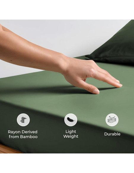 Sábana Ajustable Linenwalas Viscosa de Bambú Queen Verde Aguacate Sábana Ajustable Linenwalas Viscosa de Bambú Queen Verde Aguacate