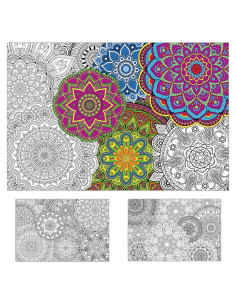 Paquete de 2 Pósters Gigantes para Colorear Mandala Tevxj 99x66 cm