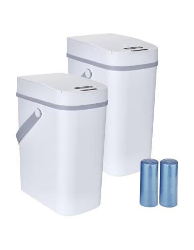 Paquete de 2 Basureros Sin Contacto Desired Tools 10L Blanco