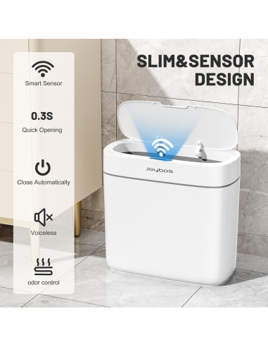 Basurero Inteligente JUDRDO 3.5 Galones con Sensor Blanco