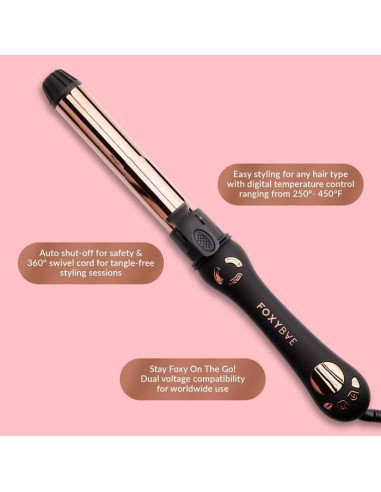 Plancha de Rizar Automática FoxyBae 1.25" Titanio Rosa Dorado