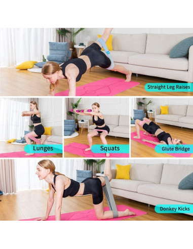 Bandas de Resistencia EILISON Glamfit - Set de 5 Niveles para Glúteos