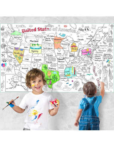 Póster Gigante para Colorear Mapa de EE. UU. 137x83 cm - Licidecopai