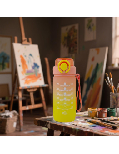 Botella de Agua ZZT 0.95L con Marcadores de Tiempo Amarillo