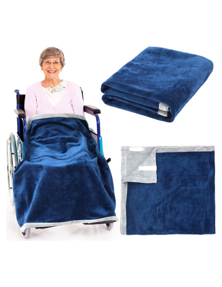 Manta para Silla de Ruedas Newwiee Terciopelo Azul Marino 107x91cm Manta para Silla de Ruedas Newwiee Terciopelo Azul Marino 107x91cm