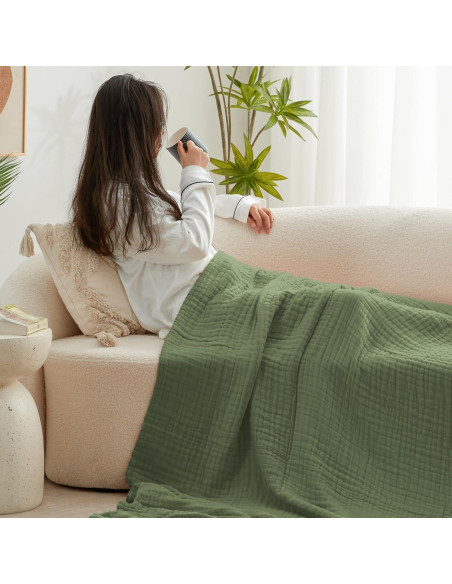 Manta de Muselina Cabaña del Amor Reina 100% Algodón Verde Salvia Manta de Muselina Cabaña del Amor Reina 100% Algodón Verde Salvia